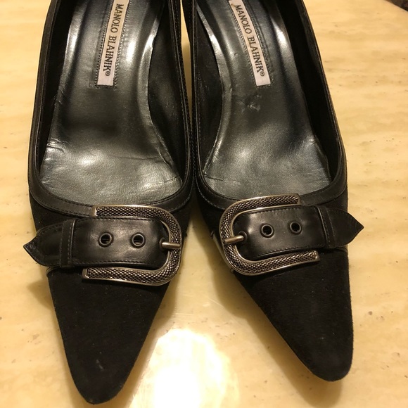 Auth MANOLO BLAHNIK Buckle Pumps Black Size - 38 - Picture 2 of 7
